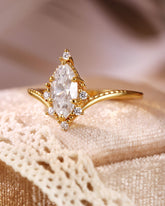 PERINA Marquise Cut Moissanite Unique Engagement Ring